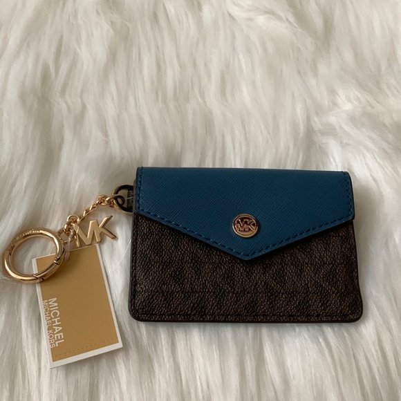 MICHAEL KORS Kala Small Flap Key Ring Card Case Blue - Picture 1 of 3